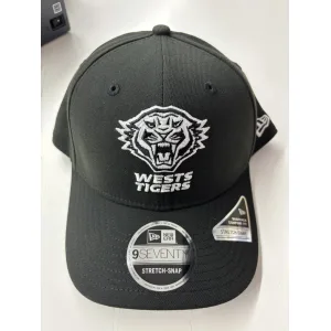 NRL Tigers 970SS Snapback Cap Black White Front View