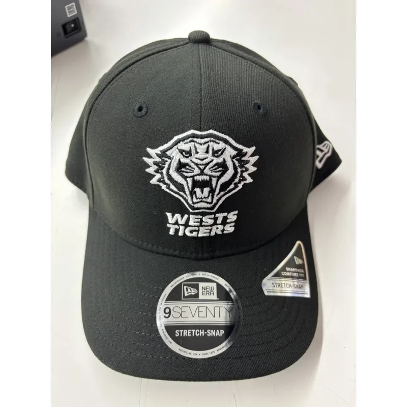 NRL Tigers 970SS Snapback Cap Black White Front View