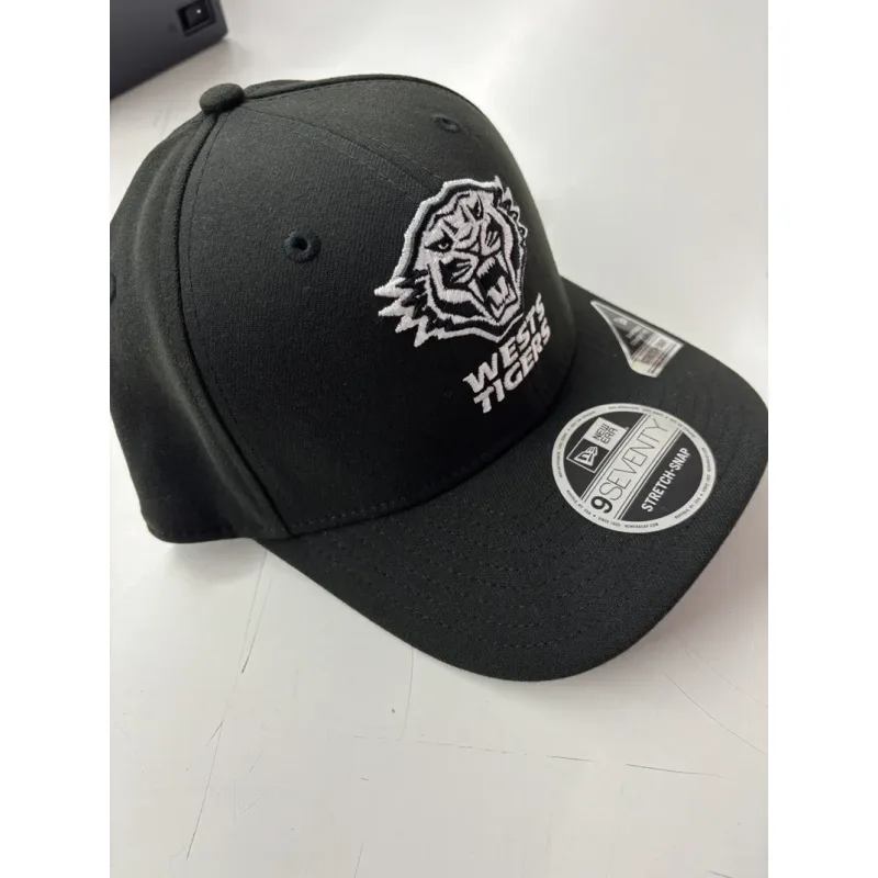 NRL Tigers 970SS Snapback Cap Black White Front Left View