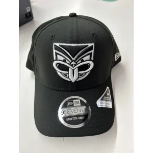 NRL Warriors 970SS Snapback Cap Black White Front View