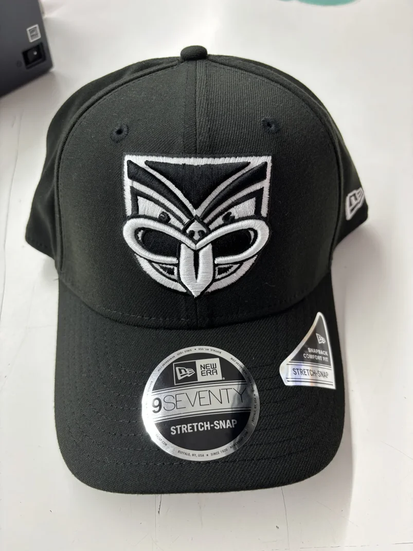 NRL Warriors 970SS Snapback Cap Black White Front View