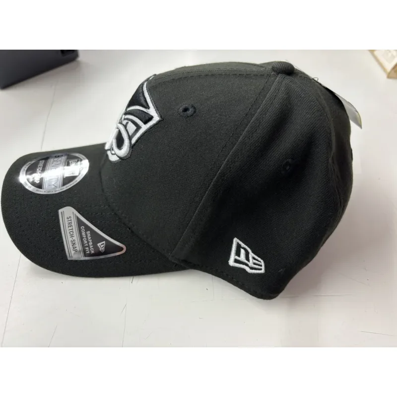 NRL Warriors 970SS Snapback Cap Black White Left View