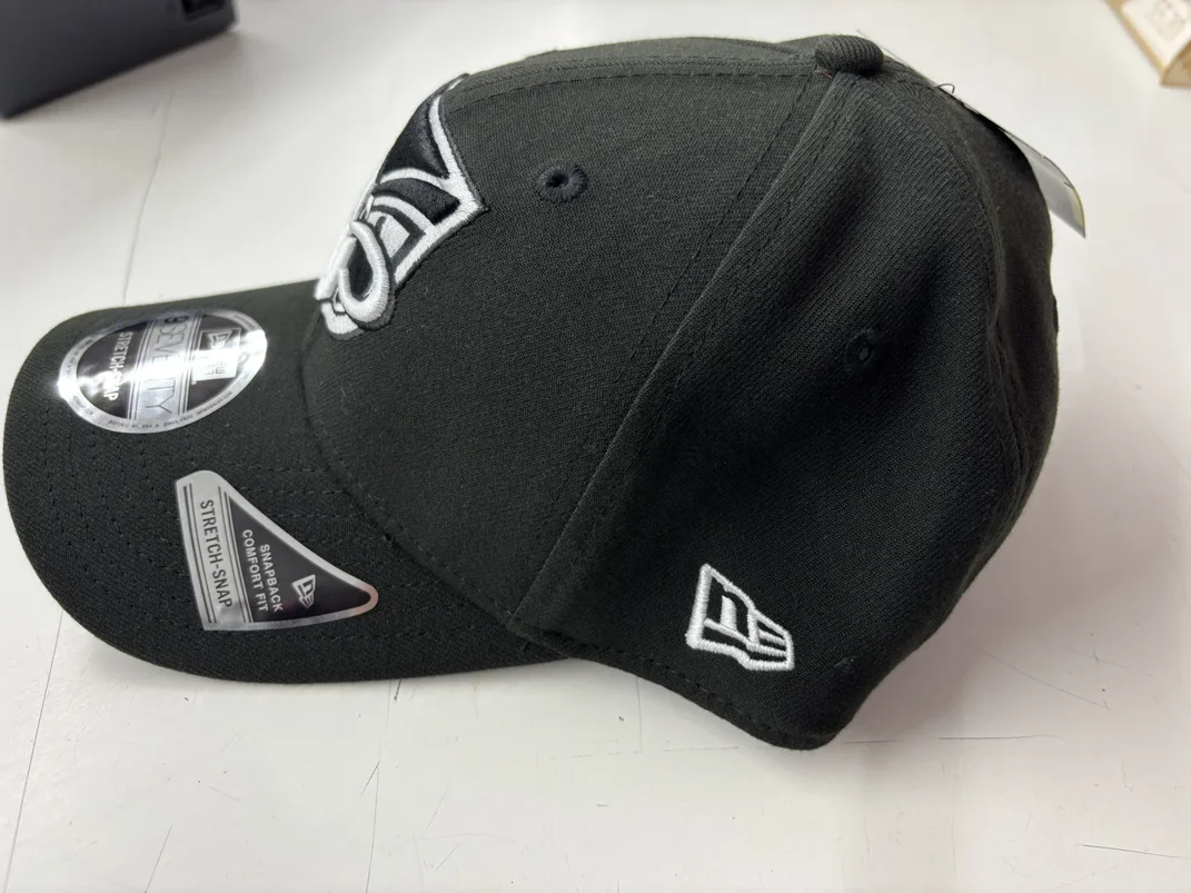 NRL Warriors 970SS Snapback Cap Black White Left View