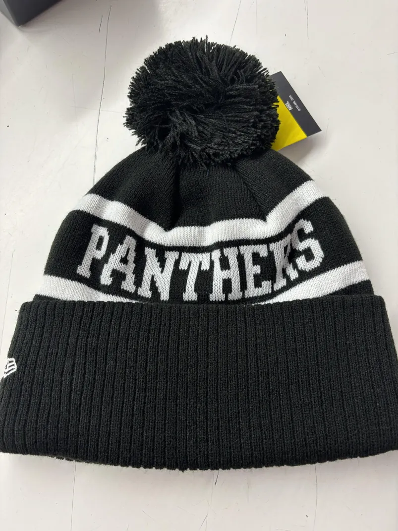 Panthers Beanie Black White Flat Back