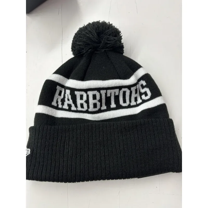 Rabbitohs Beanie Black White Flat Back