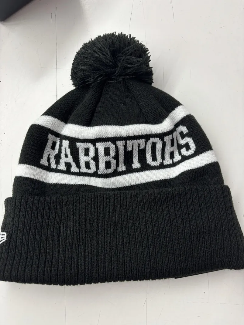 Rabbitohs Beanie Black White Flat Back