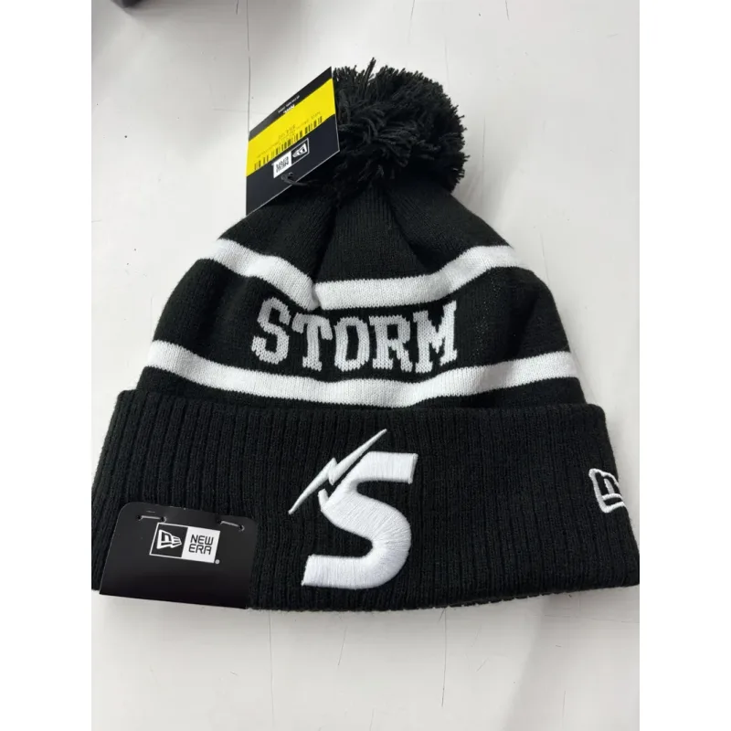 Storm Beanie Black White Flat Front