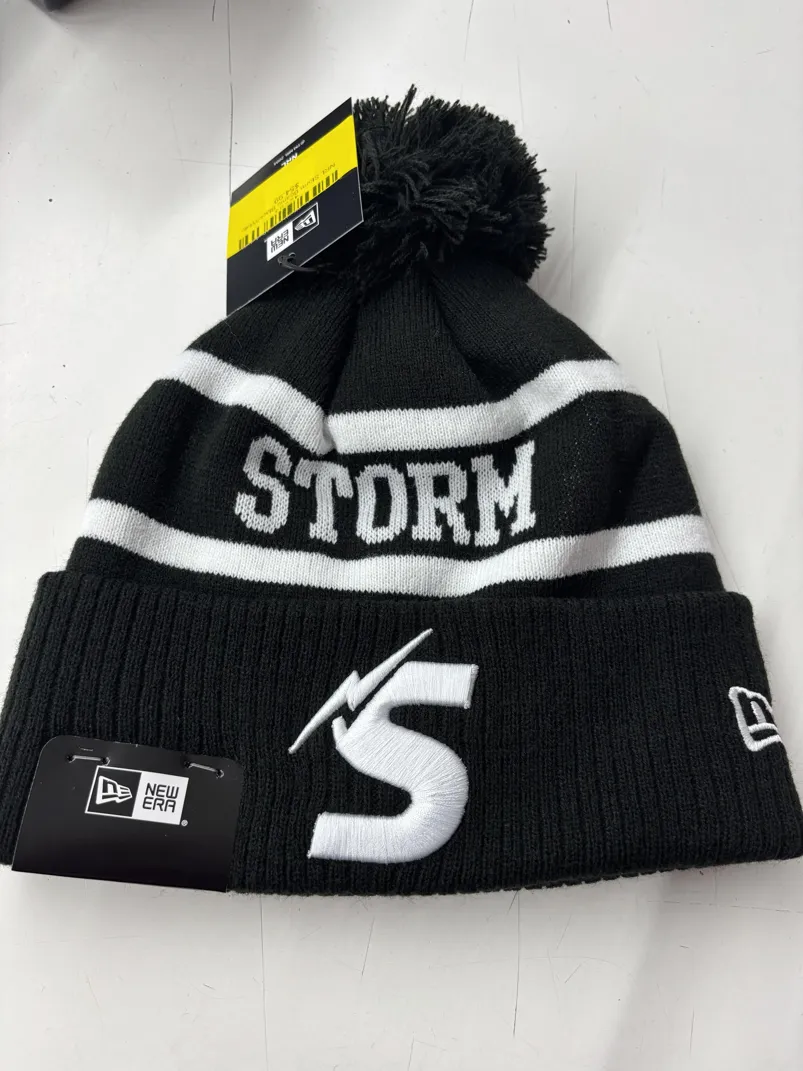 Storm Beanie Black White Flat Front