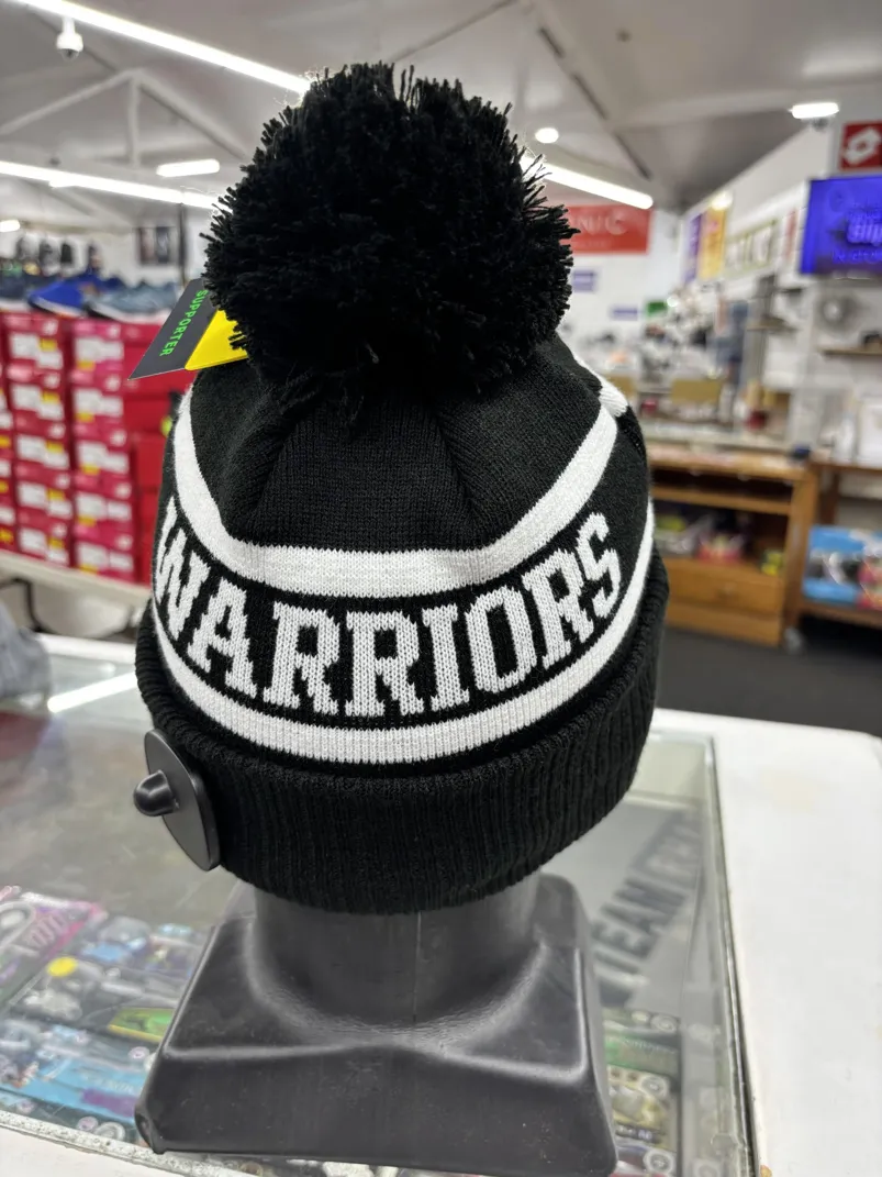 Warriors Beanie Black White Back