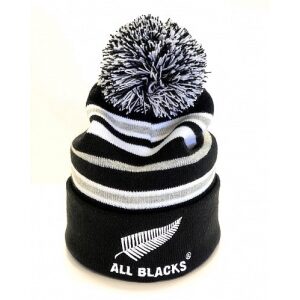 All Blacks Stripe Pom Pom Beanie