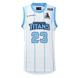 NRL Titans White Basketball Singlet