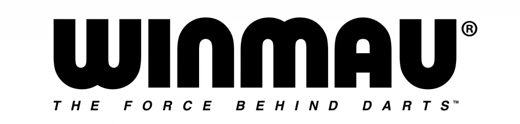 Winmau Logo- White Text with Black Background
